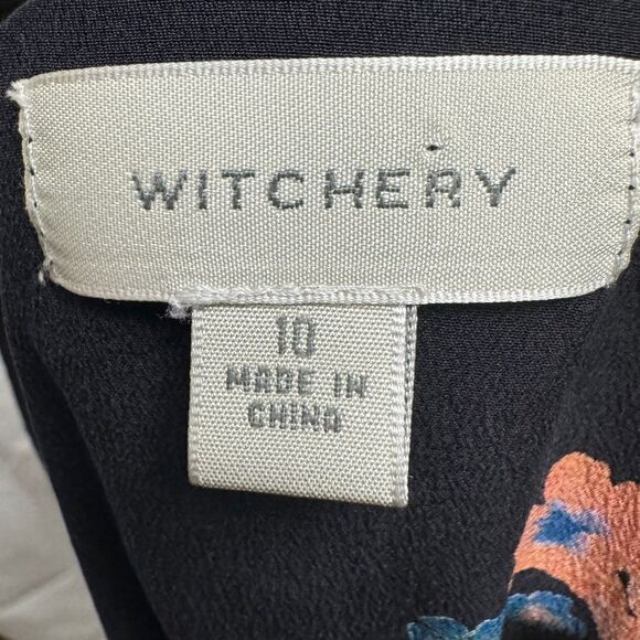 Witchery Floral Silk Dress Navy - Picture 5 of 11